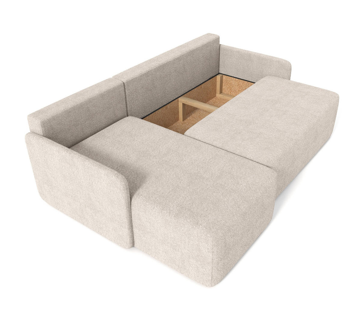 ECKSOFA Bloom Beige Bouclé - Beige, Textil (212/142cm) - Selsey