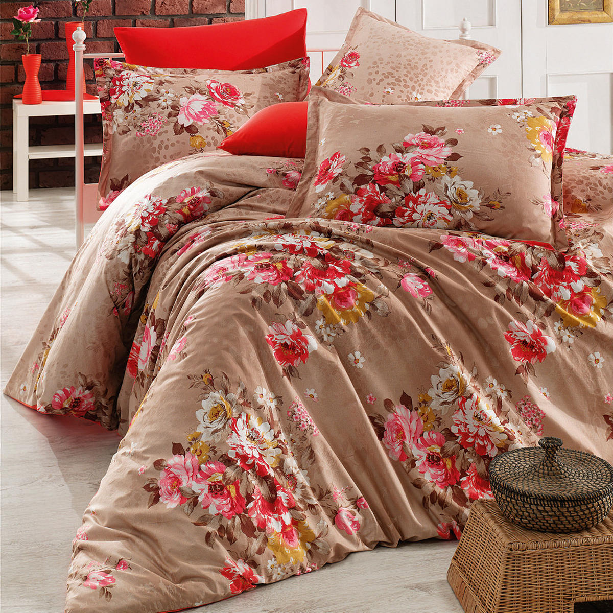 BETTWÄSCHE 4-teilig 200/220 cm IREM - Braun, Textil (200/220cm) - ROLFNERS