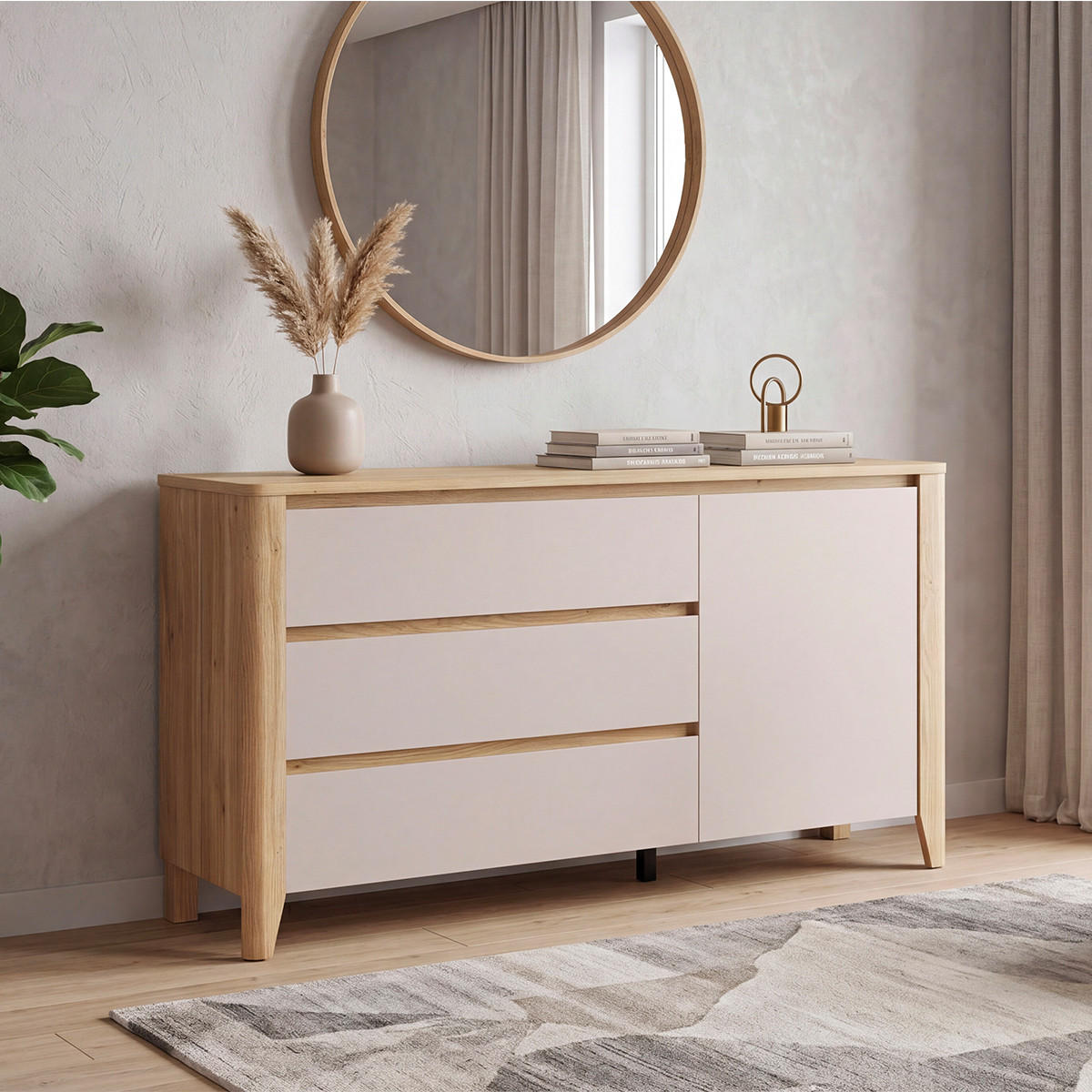 KOMODA Samara Drevo - hnedá, kompozitné drevo (161/90/42.5cm) - Petits-meubles