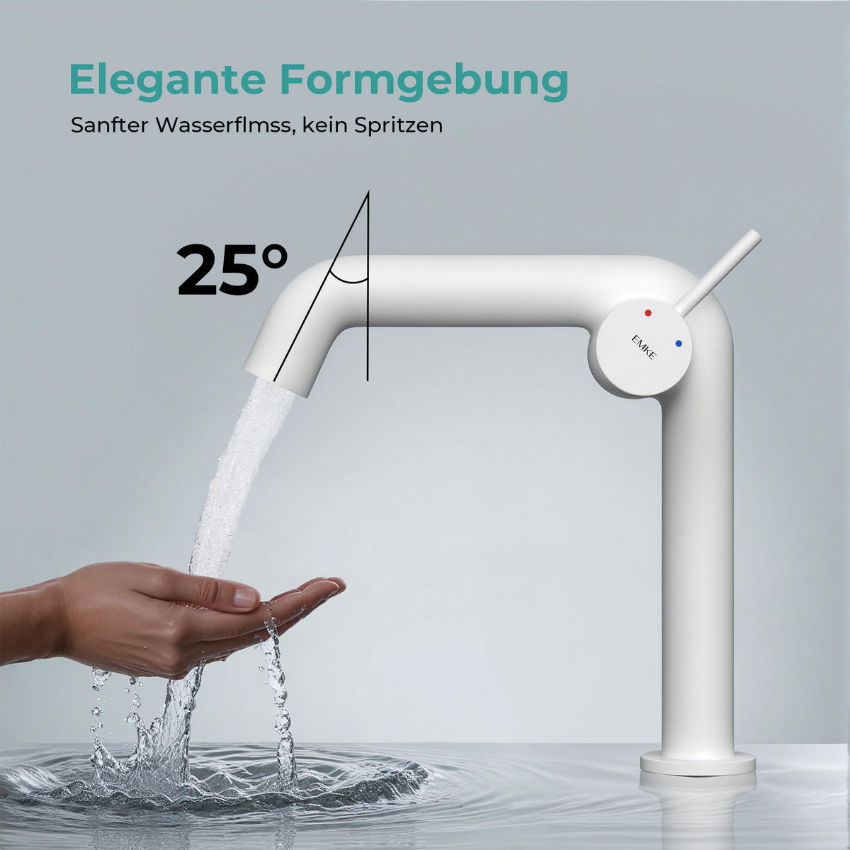 WASCHTISCHARMATUR Ventilkernzertifizierung Weiß Matt 15cm - Weiß, Metall (20/7.6/22.2cm) - EMKE