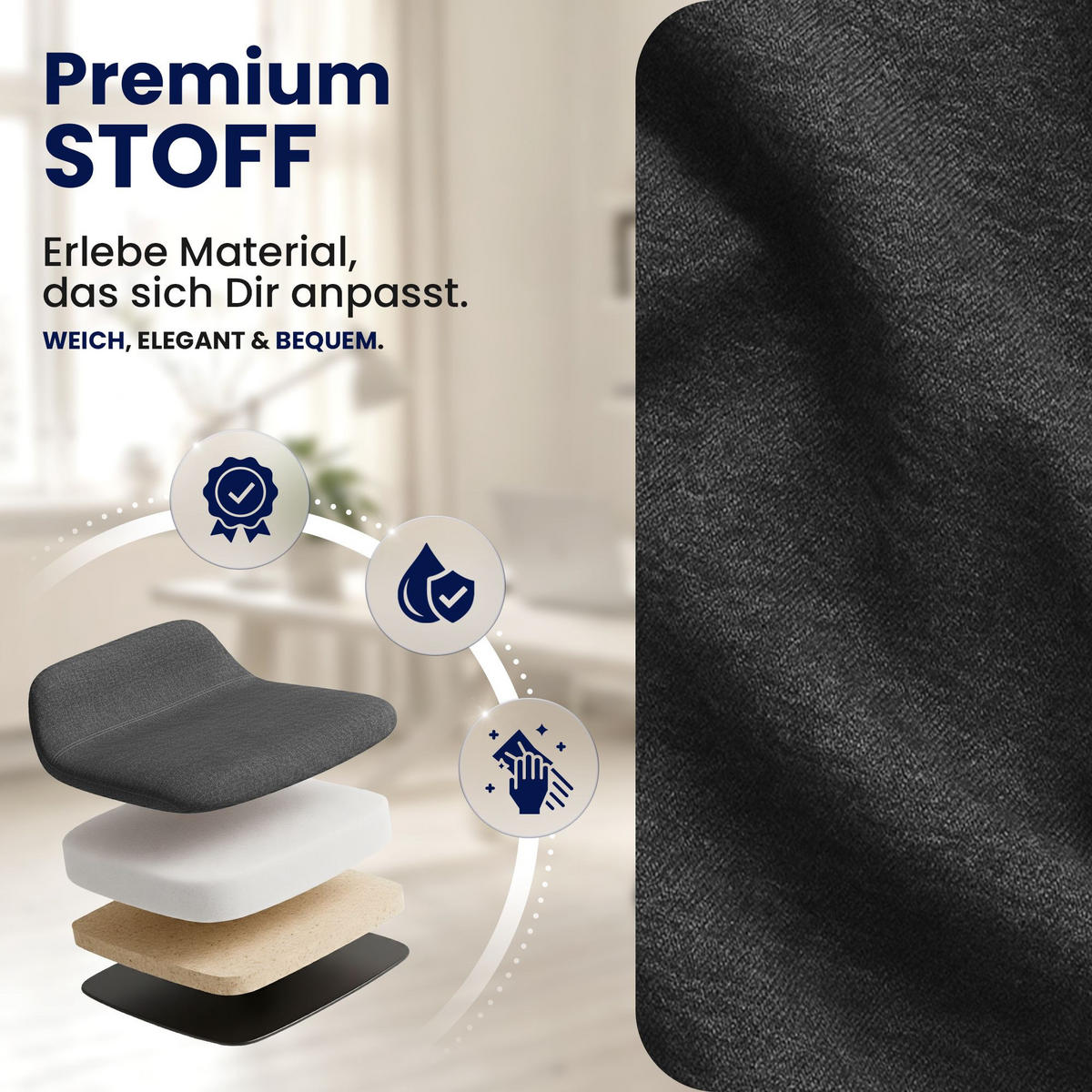 DREHSTUHL Stoff Dunkelgrau - Chromfarben/Dunkelgrau, Textil/Metall (65/115/73cm) - CLP