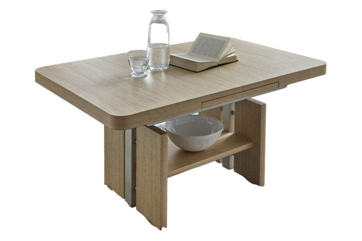 FUNKTIONSTISCH Candie höhenverstellbar und ausziehbar 110(150) x 70 x 56-75 Couchtisch massiv Eiche - Dunkelbraun, Holz (110/70/56cm) - 58aufmkessel