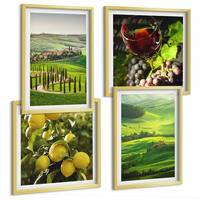 BILDER SET 4er Set - 50x50 cm & 40x60 cm Goldrahmen - Italienische Landschaften, Zitrushügel - Goldfarben, Kunststoff (50/50cm) - TULUP