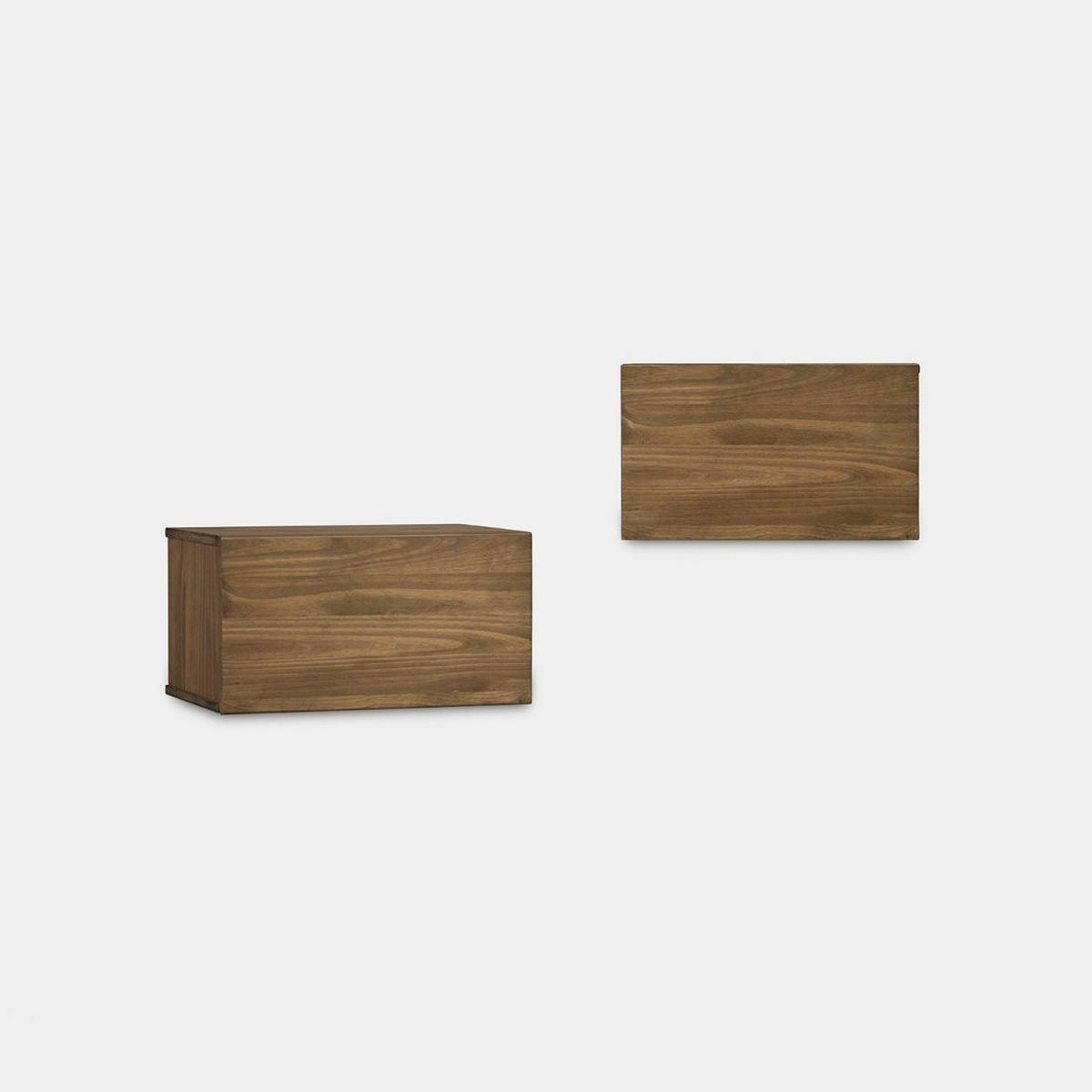 SCHWEBENDER NACHTTISCH Kari Natürlich 45 cm x 25 cm 2er-Set - Naturfarben, Holz (45/25/30cm) - Klast Home