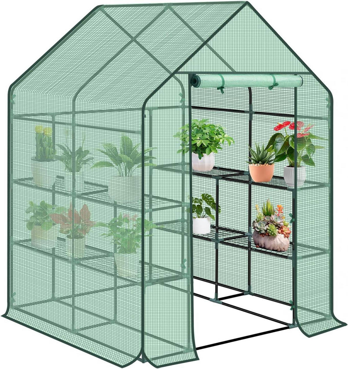 FOLIENGEWÄCHSHAUS, Metallgestell, 143 x 195 x 143 cm - Grün, Textil/Metall (143/195/143cm) - Woltu