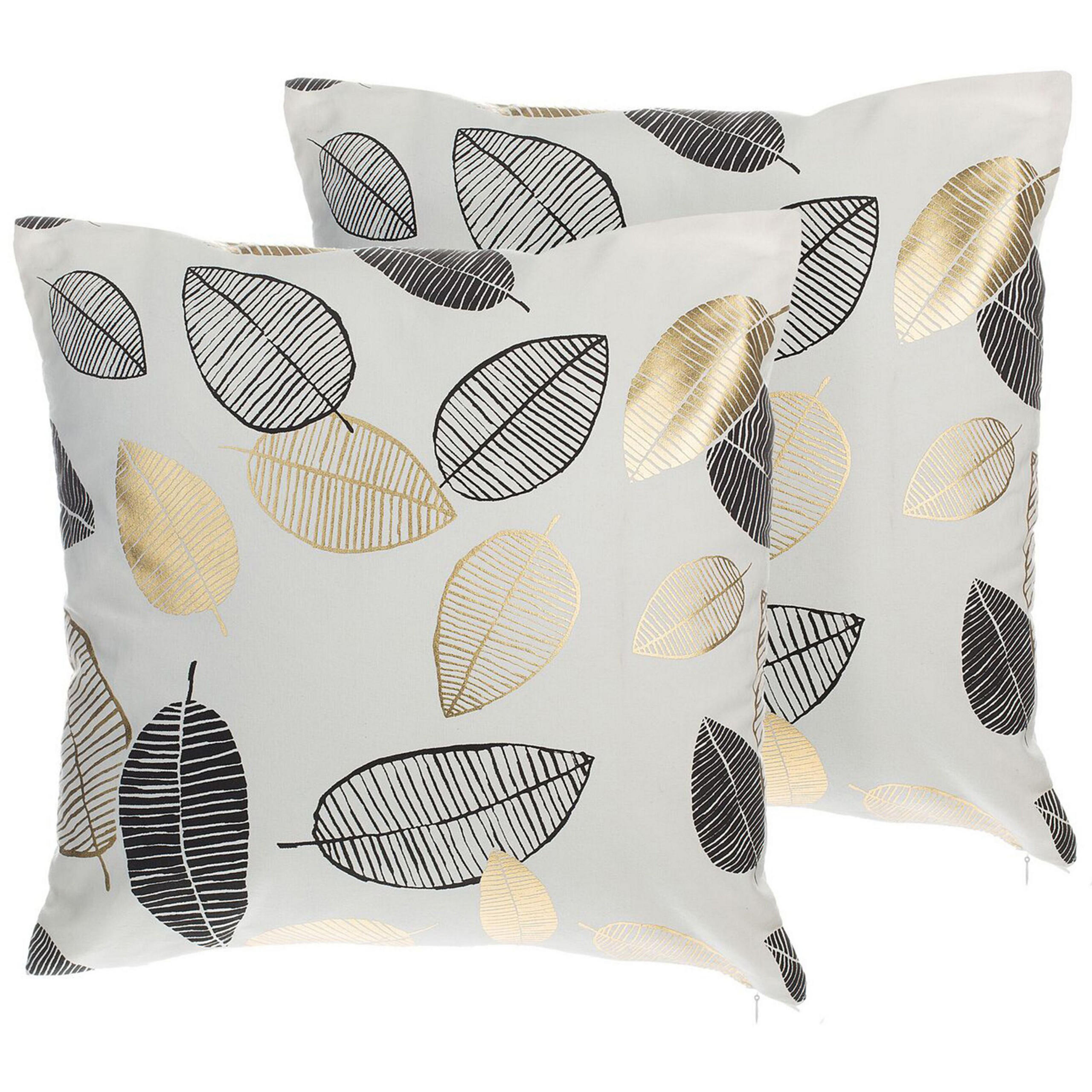 DEKOKISSEN 2er-Set Weiß 45/45 cm Lotus - Weiß, Naturmaterialien/Textil (45/45cm) - Beliani