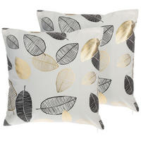 DEKOKISSEN 2er-Set Weiß 45/45 cm Lotus - Weiß, Naturmaterialien/Textil (45/45cm) - Beliani