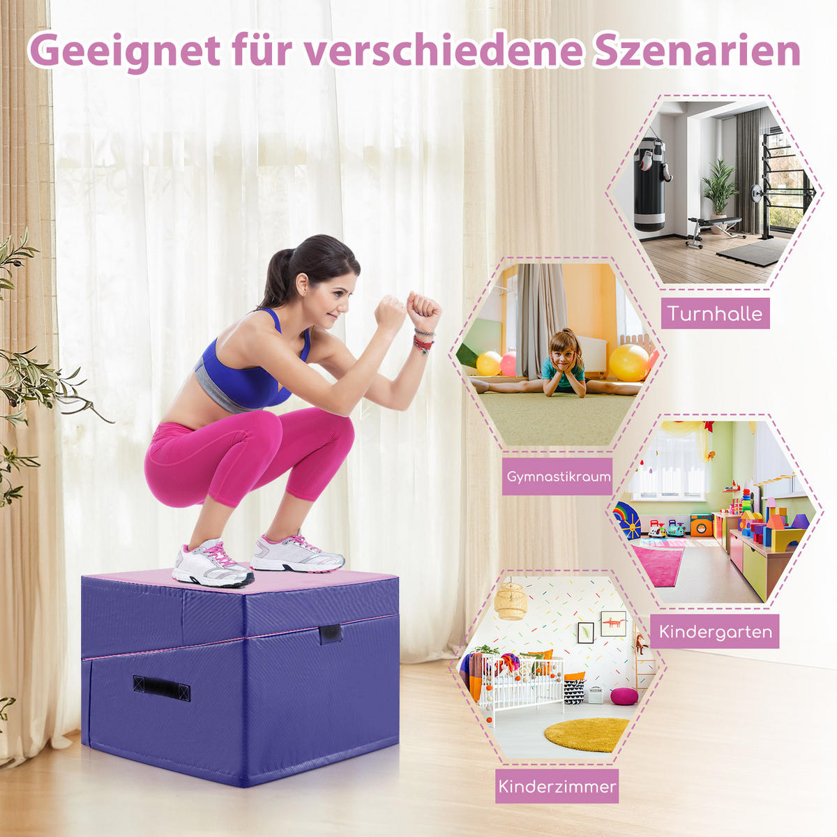 GYMNASTIKMATTE Lila Rose - Lila, Leder (60/120cm) - COSTWAY