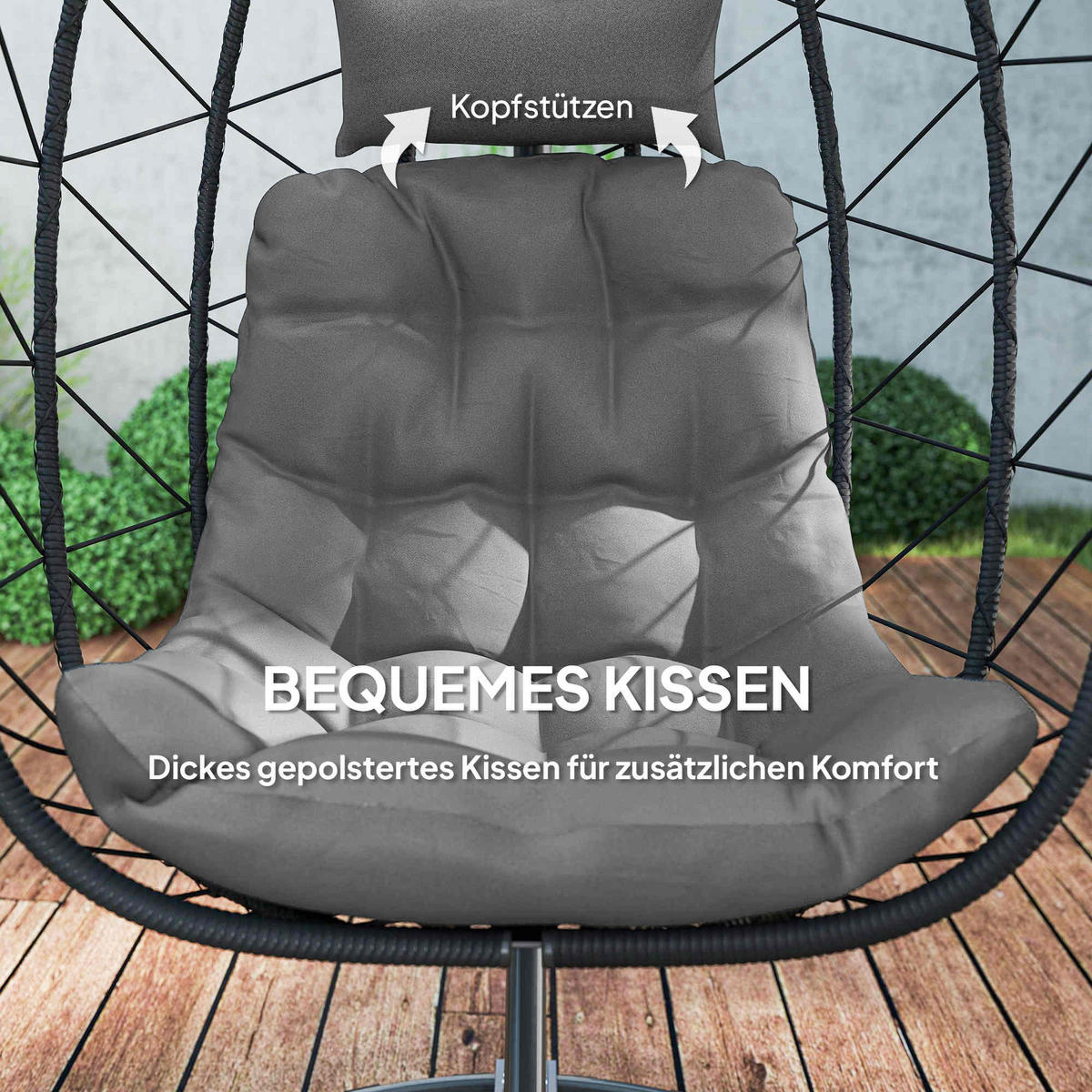 RATTAN-STUHL Schwarz 102.0/102.0/195.0cm - Schwarz, Metall (102/195/102cm)