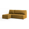 ECKSOFA DOMIRA Gelb Plüsch-Stoff mit Schlaffunktion - Gelb, Holz (200/141cm) - MASSENO