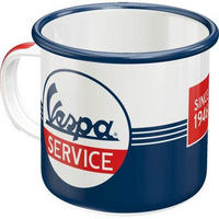 EMAILLE-BECHER 360 ml Vespa Service - Kirschrot/Weiß, Metall (0.36L) - Nostalgic-Art