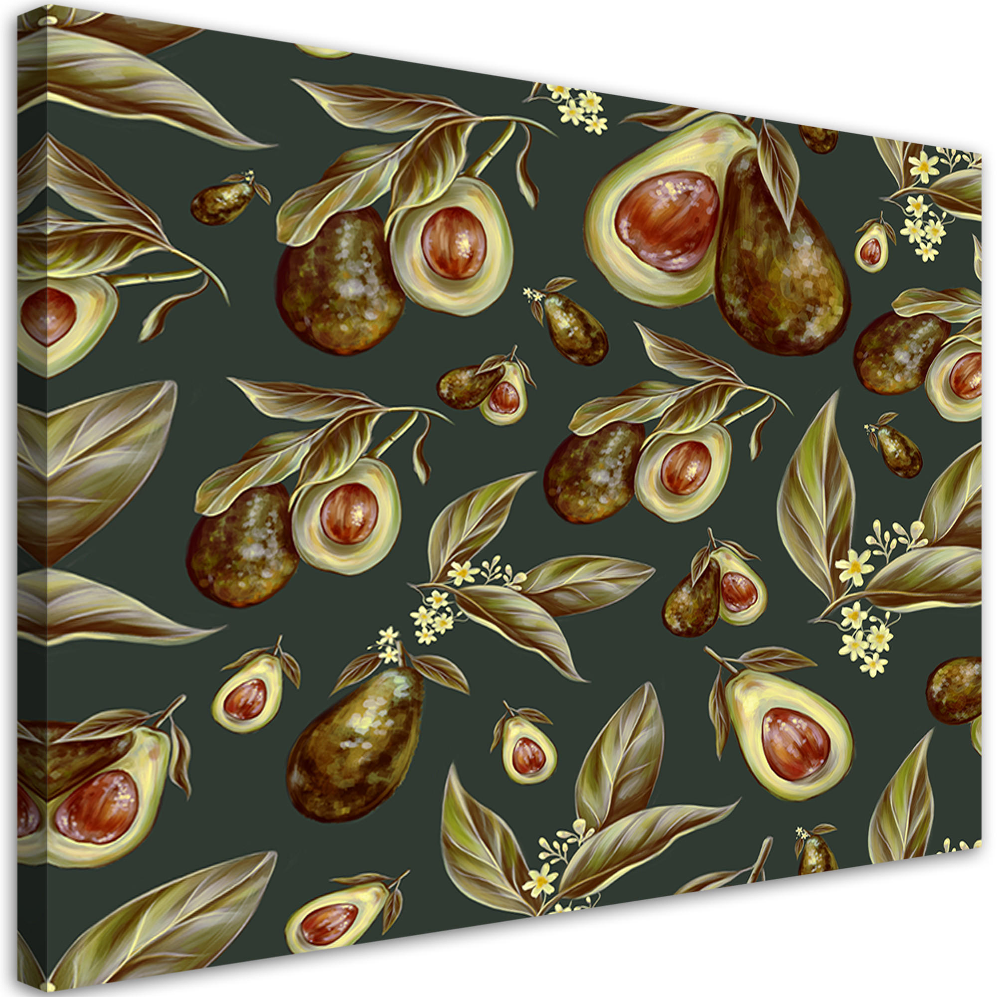 WANDBILD avocado hälften - Schwarz, Textil (60/40cm) - Feeby