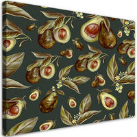 WANDBILD avocado hälften - Schwarz, Textil (60/40cm) - Feeby