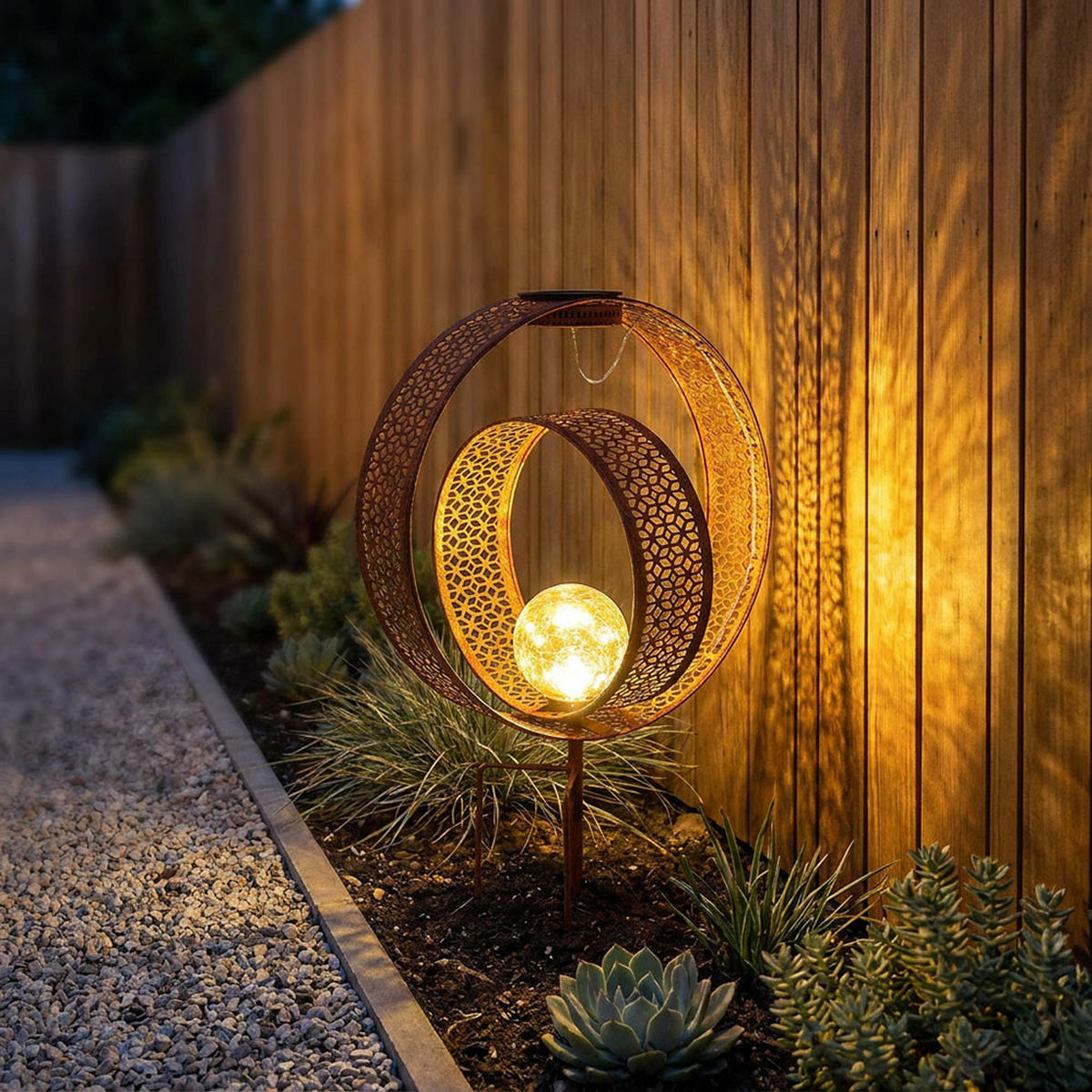 2X LED AUSSENLEUCHTE Solarleuchte Braun - Braun, Glas (30/20/42cm) - Globo Lighting