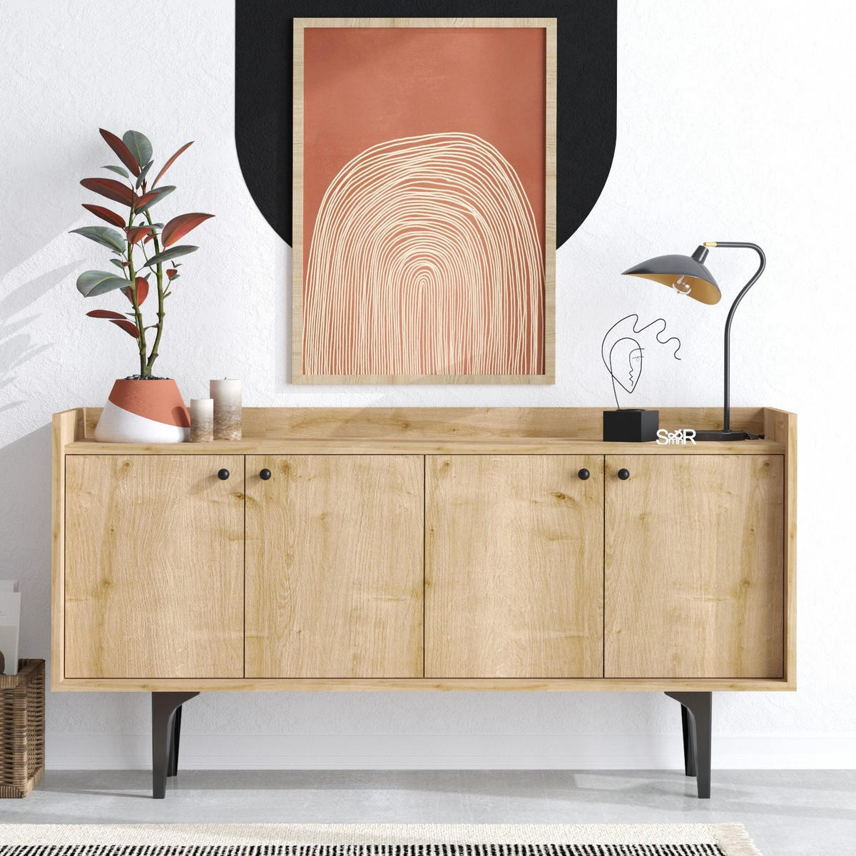 BUFFETSCHRANK navi beige - Beige, Holz (40/80/150cm) - Habitat Garten