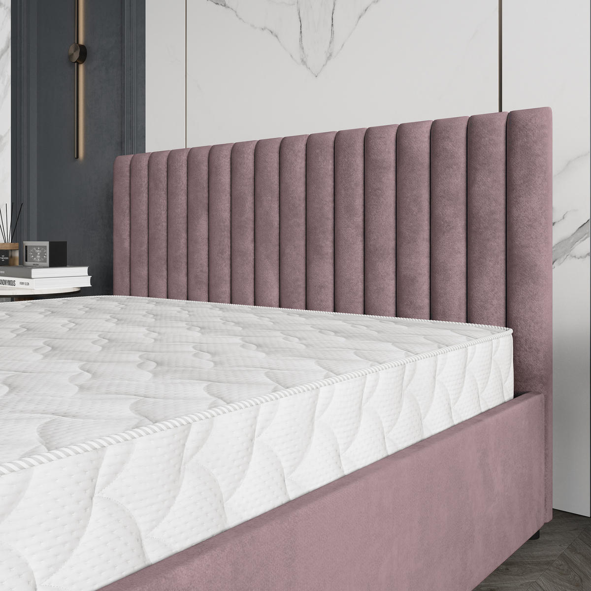 POLSTERBETT CARMIA 140x200 cm mit Bettkästen - Rosa - Rosa, Holz (140/200cm) - MASSENO