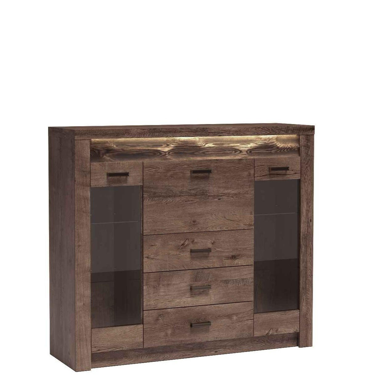 MASSENO VITRÍNA ZERI 137/122/42 cm Hnědá