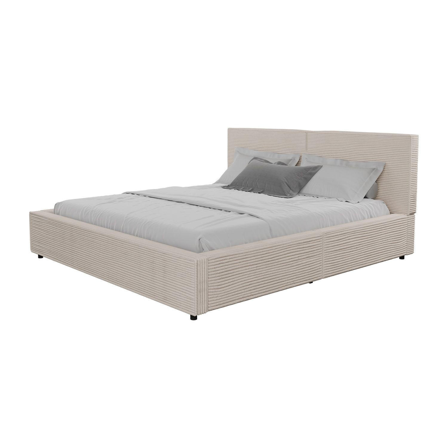 POLSTERBETT Salerno Cord beige 180x200 cm - Beige, Textil (180/200cm) - Juskys