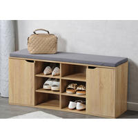 SCHUHREGAL mit Sitzfläche 103/30,5/48 cm - Braun, Holzwerkstoff (30.5/48/103cm) - Kesper
