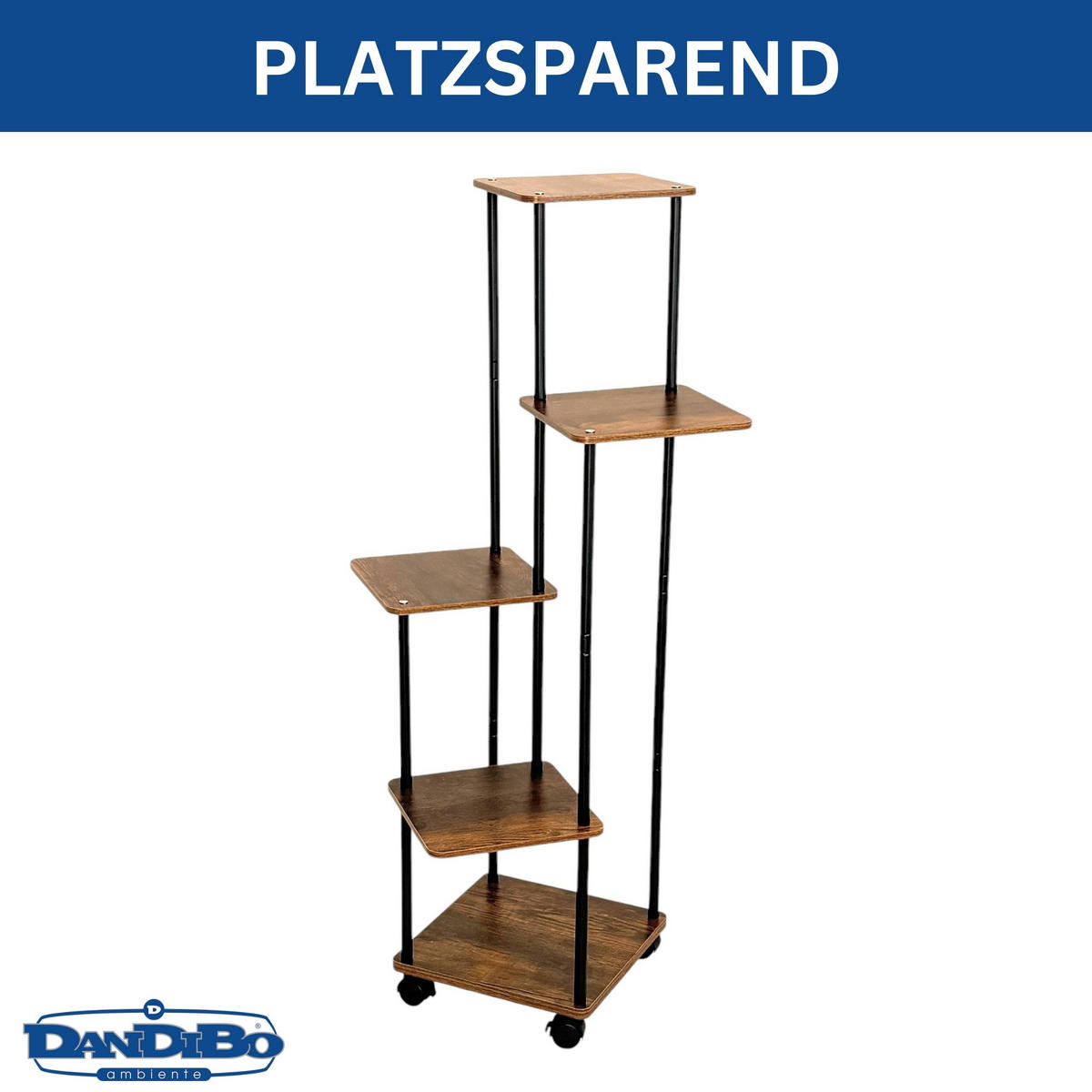DANDIBO Blumentreppe Indoor Metall Schwarz 5 Etagen 96580 Blumenregal Pflanzenständer Modern Blumenständer Design - Schwarz, Metall (30/111/30cm) - DanDiBo