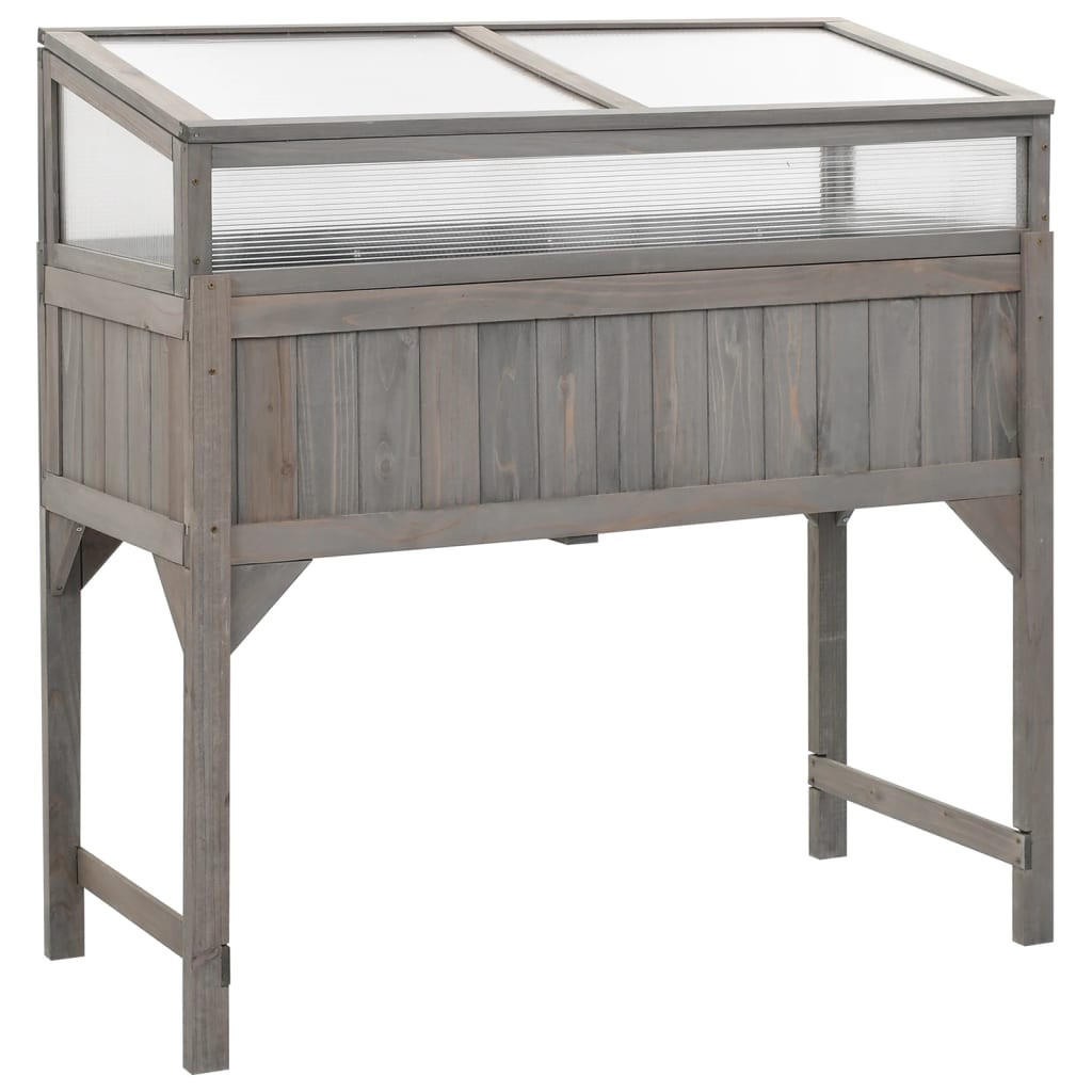 HOCHBEET mit Gewächshaus 110/54/120 cm, aus Massivholz Tanne, Grau - Grau, Holz (54/120/110cm) - vidaXL
