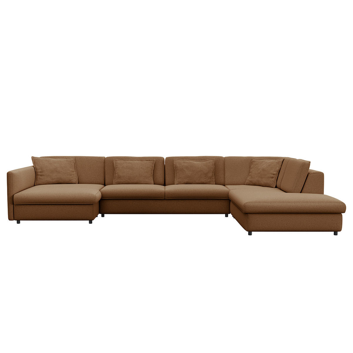 WOHNLANDSCHAFT - Schwarz/Haselnussfarben, Kunststoff/Textil (431/84/272cm) - home24