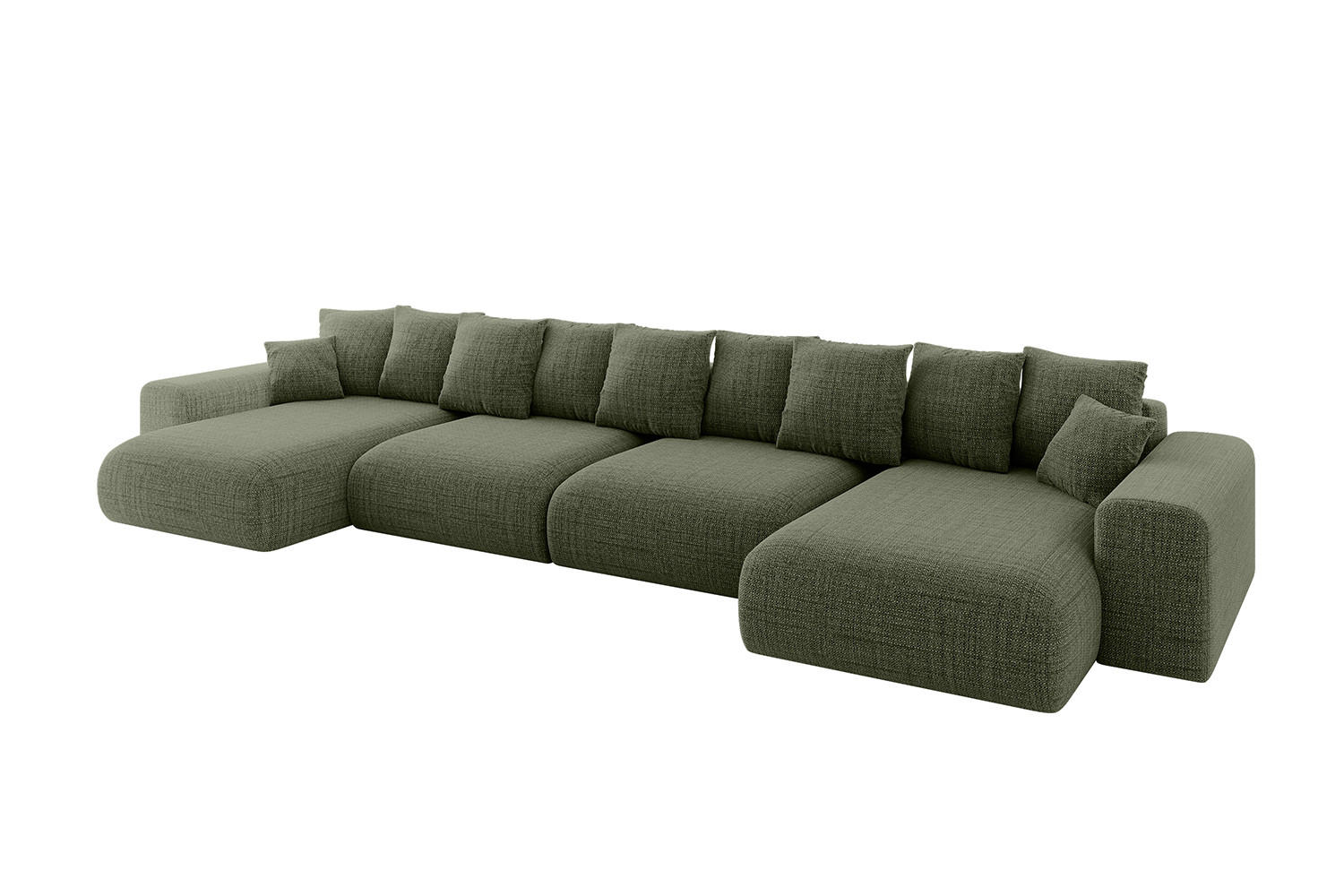 WOHNLANDSCHAFT mit Schlaffunktion ESKAR-U2-464x176x72cm Grün - Hellgrün/Grün, Holzwerkstoff/Kunststoff (176/72/464cm) - ALTDECOR