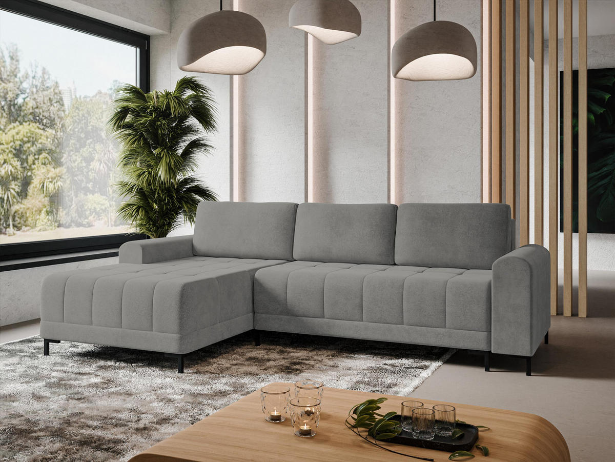 ECKSOFA Aris L, Seite: Links - Schwarz/Grau, Holz/Textil (258/168cm) - MIRJAN24