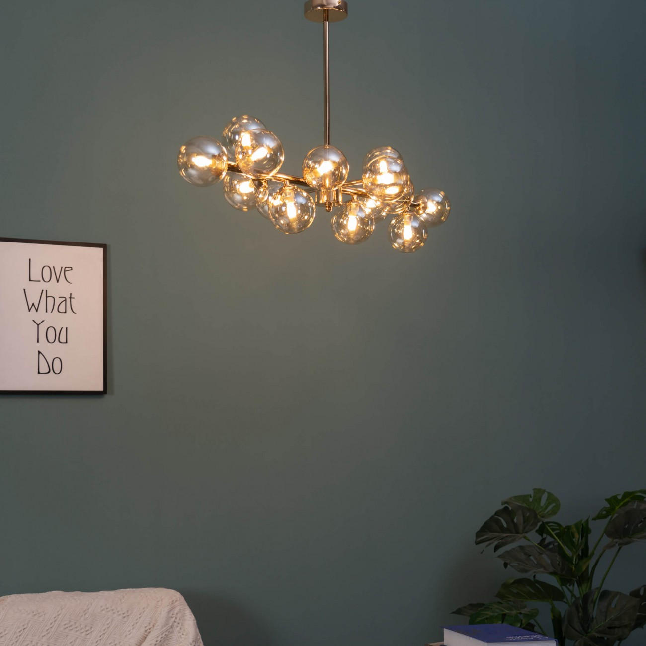 HÄNGELEUCHTE Osanna, Roségold und bernsteinfarben, 86cm - Roségold, Glas (86/42/54cm) - KOSILUM