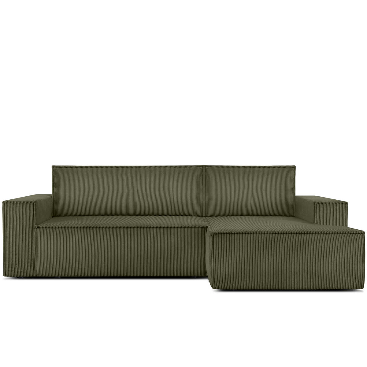 ECKSCHLAFSOFA-RECHTS NAPI in Pet Friendly Cord-Stoff, oliv - Schwarz/Olivgrün, Textil (262/148cm) - KONSIMO®