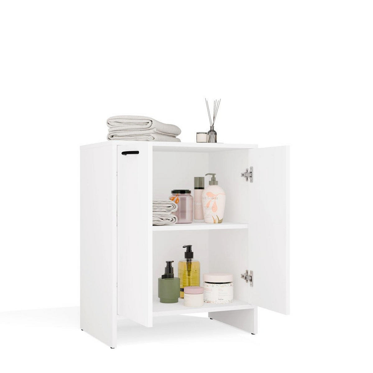 BADEZIMMERSCHRANK Vio - Weiß, Holzwerkstoff (60/74/40cm) - kommodly