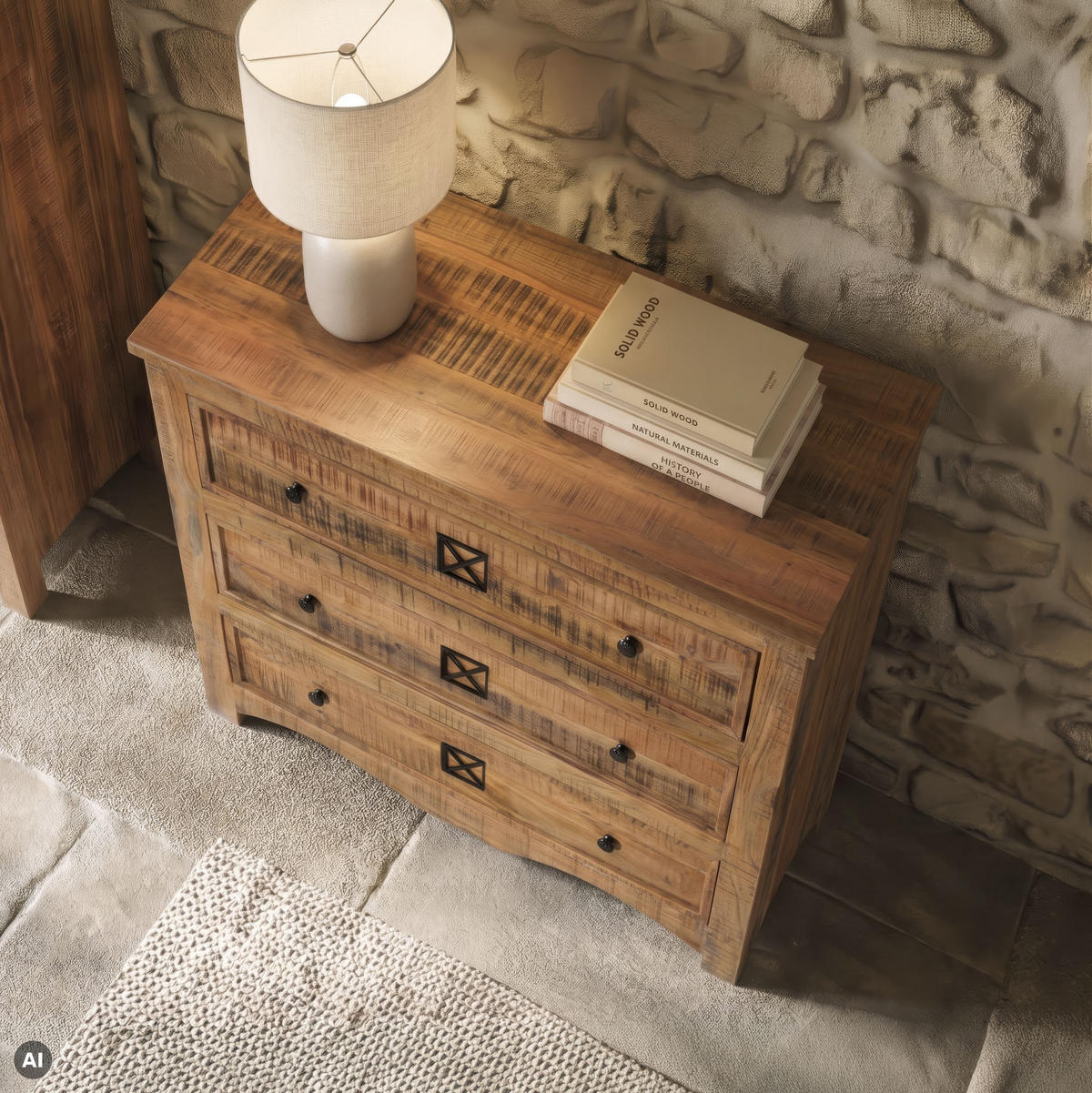 KOMMODE Akazie 100x42x88 natur versiegelt NATURE OF SPIRIT #249 - Naturfarben, Holz (100/88/42cm) - Massivmoebel24