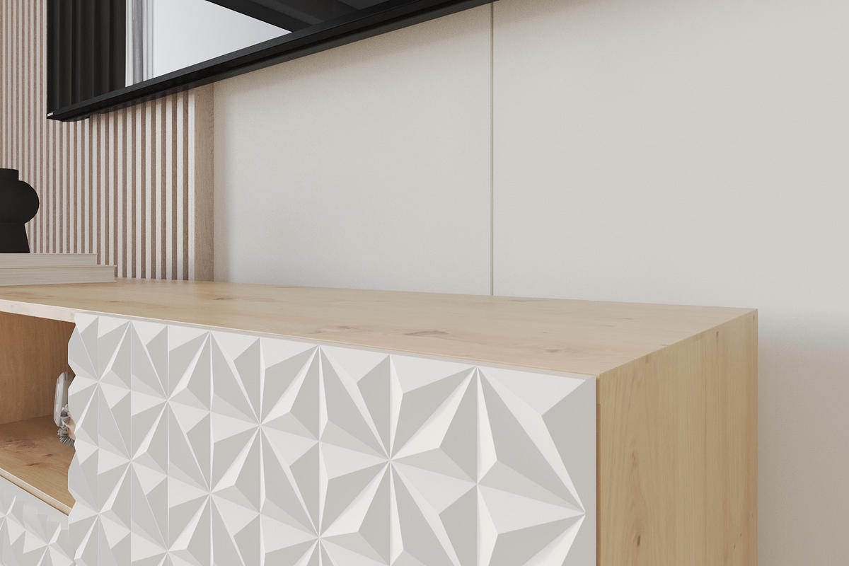 LOWBOARD VIRA-S 140x40x41 cm - Artisan / Weiß - Schwarz/Weiß, Holzwerkstoff (140/50/41cm) - ALTDECOR