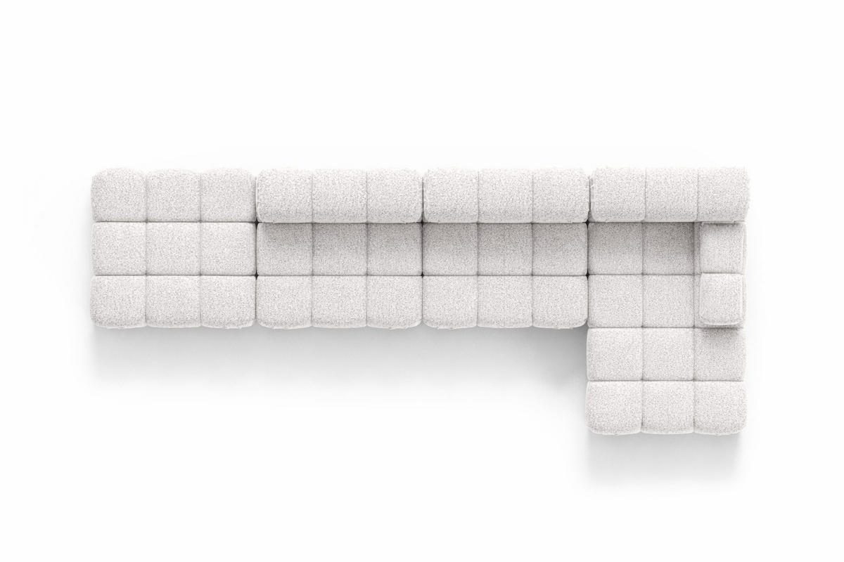 ECKSOFA L-Form XL, Stoff Bouclé Abriamo, Ecru, Rechts, Selia L XL - Ecru, Holz (380/160cm) - Kaiser Möbel
