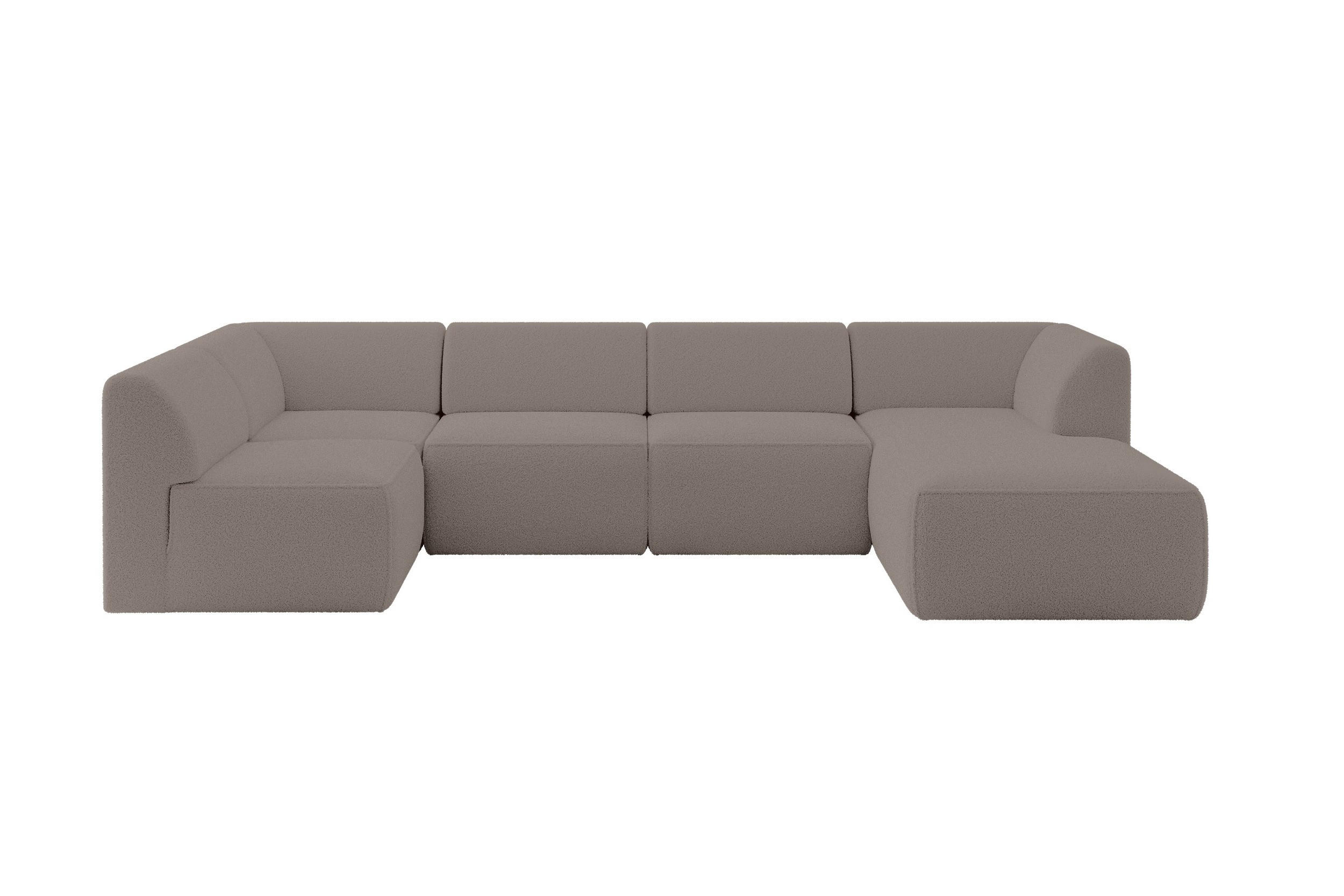 WOHNLANDSCHAFT Ottomane Rechts MOVO-L 345x180x78 cm Braun Bouclé - Schwarz/Braun, Holzwerkstoff/Kunststoff (345/78/180cm) - ALTDECOR