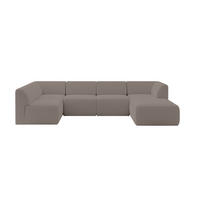 WOHNLANDSCHAFT Ottomane Rechts MOVO-L 345x180x78 cm Braun Bouclé - Schwarz/Braun, Holzwerkstoff/Kunststoff (345/78/180cm) - ALTDECOR