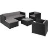 RATTANLOUNGE Lignano,variabel aufstellbar,schwarz - Schwarz, Kunststoff - tectake