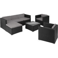 RATTANLOUNGE Lignano,variabel aufstellbar,schwarz - Schwarz, Kunststoff - tectake