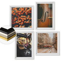 WANDBILDER 4er-Set - 50x50 cm & 40x60 cm Weißer Rahmen - Vintage Blumen Straße Wein Geige - Weiß, Kunststoff (50/50cm) - ArtPrintCave