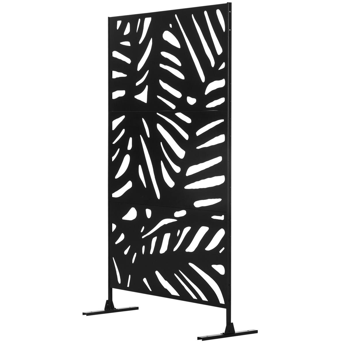 SICHTSCHUTZ,SCHWARZES Metall Pflanzenmotiv 122x45x198cm,schwarz - Schwarz, Metall (122/198cm) - Vallsero