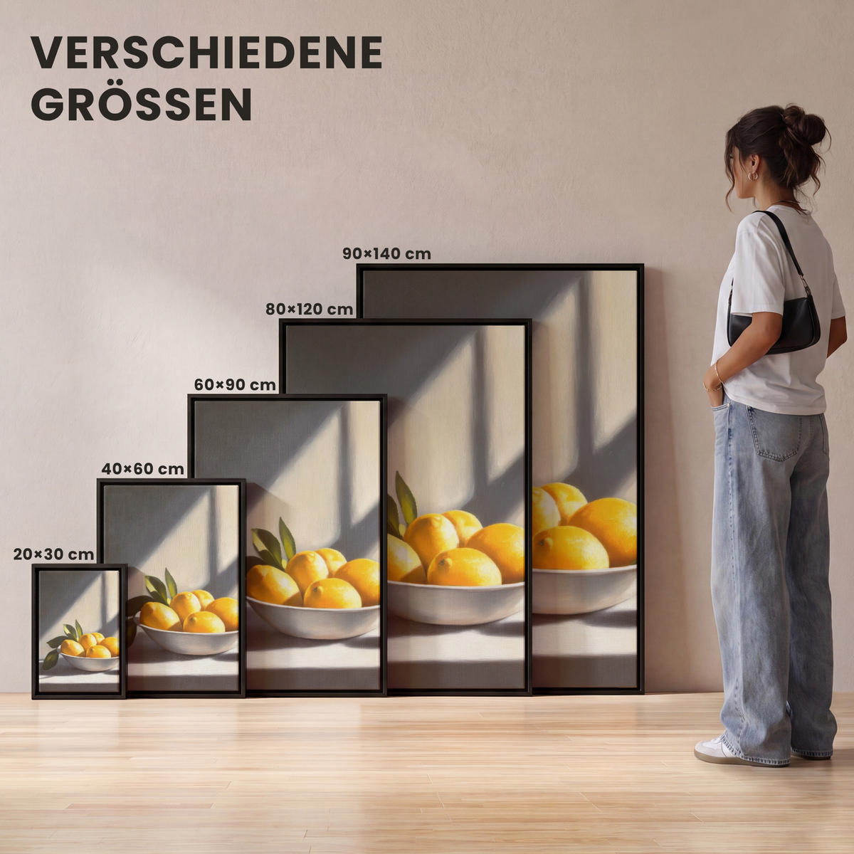 LEINWAND Bilder mit Rahmen - Zitronen - Stilleben - Gelb - 80x120 - Gelb, Textil (80/120cm) - MuchoWow