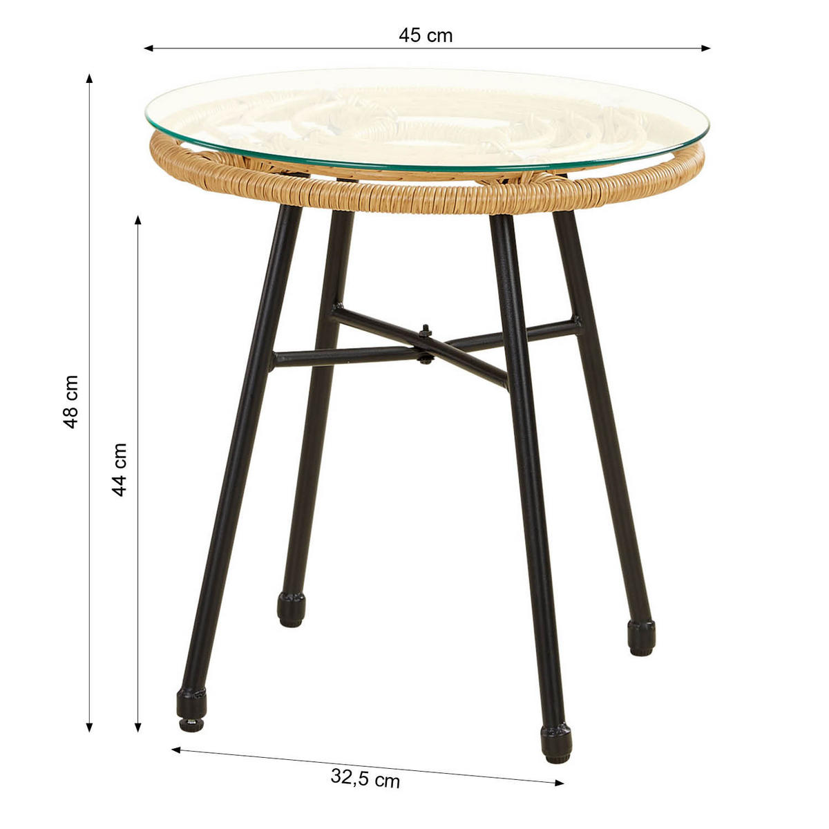 GARTENMÖBEL-SET 3-tlg. Kunststoff Natur - Braun, Kunststoff/Metall - Homestyle4u