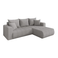 ROHOVÁ SEDAČKA s funkcí spaní, otoman vpravo MILA-L 277x194x86 světle šedá bouclé - černá/stříbrná, kompozitní dřevo/textil (277/194cm) - ALTDECOR