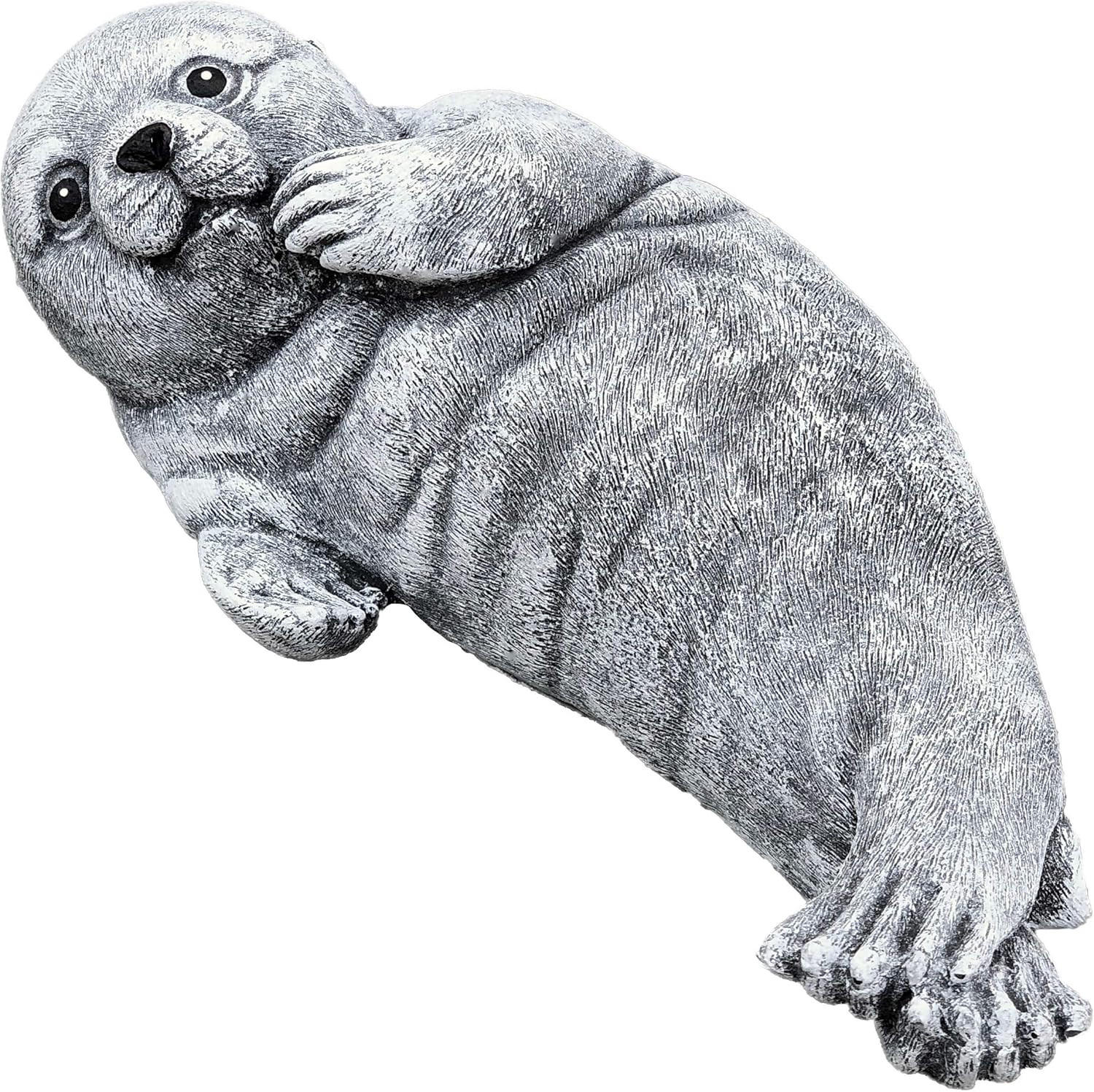 STEINFIGUR Robbe Flosse, frostfest, massiver Steinguss - Grau, Stein (32/11/16cm) - stoneandstyle