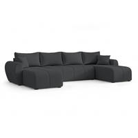 WOHNLANDSCHAFT Malatya U Form Dunkelgrau 311/145/80 cm mit Schlaffunktion - Dunkelgrau/Schwarz, Kunststoff/Textil (311/80/145cm) - AX Living