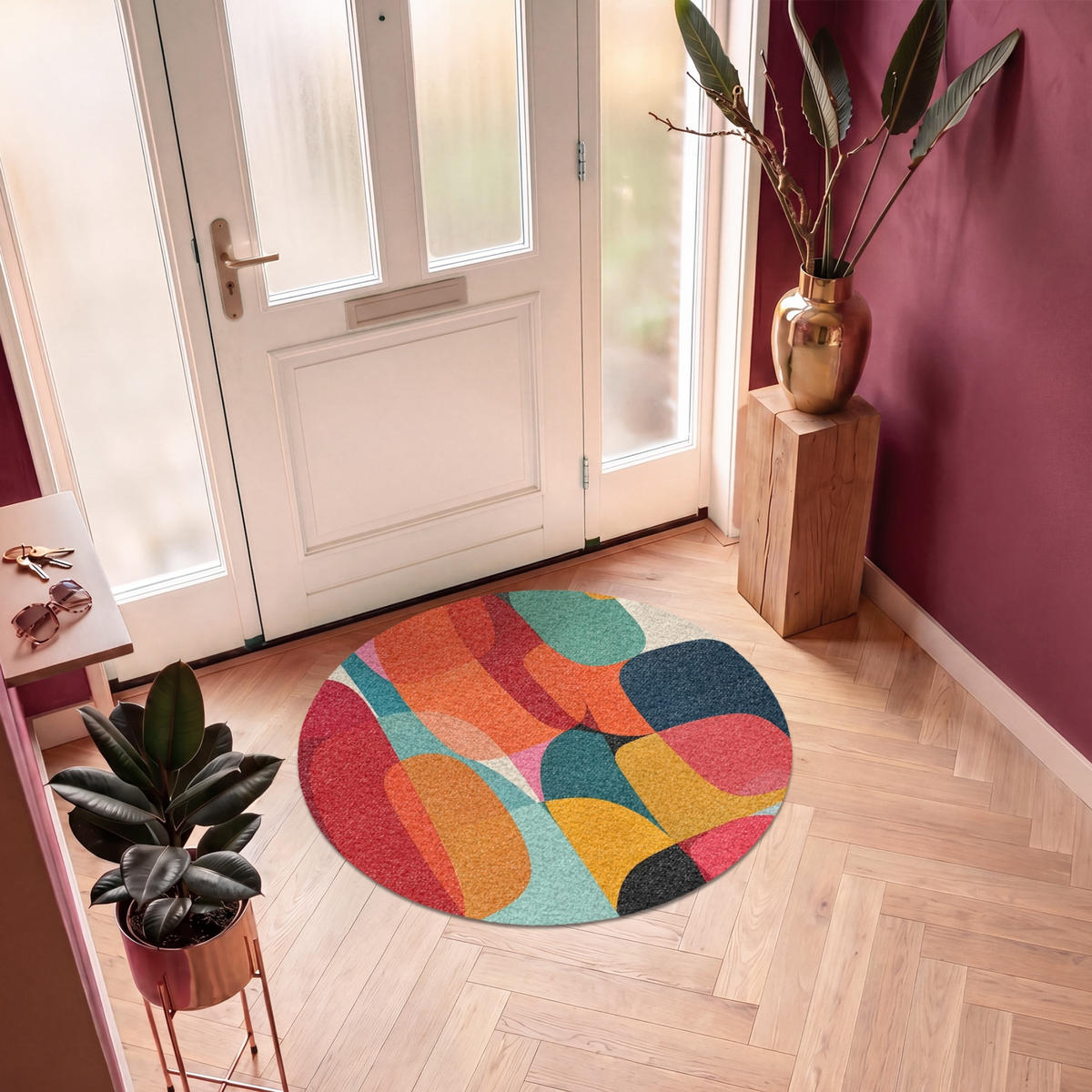 FUSSMATTE Formen - Bunt - Abstrakt - Flugzeuge Sauberlaufmatte 120x120 cm - Multicolor, Kunststoff (120/120cm) - MuchoWow