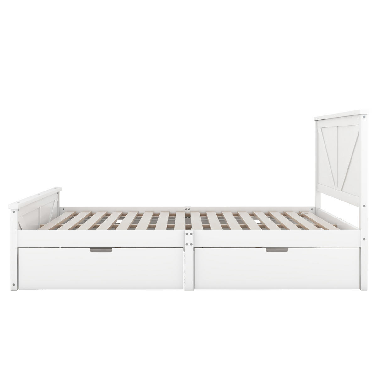 KREVET 160/200 cm s četiri ladice i uzglavljem, stabilna drvena konstrukcija, Bijela - bijela, drvo (160/200cm) - Redom