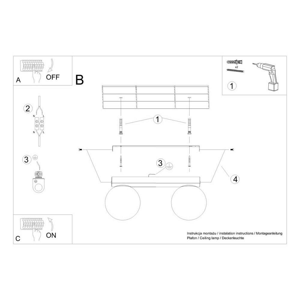 LED DECKENLEUCHTE Stahl Weiss - Weiß, Glas (34.5/12/14.5cm)