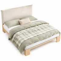 POLSTERBETT 140/200 mit gepolsterter Rückenlehne, stabilen Lattenrosten und breiten Bettbeinen in Natur - Beige/Naturfarben, Holzwerkstoff/Textil (140/200cm) - EVRYAE
