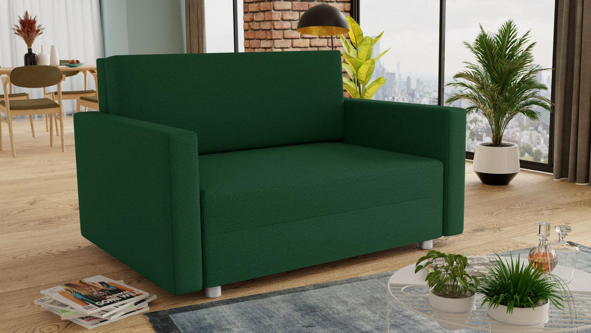 SCHLAFSOFA Pura Maxi - Silberfarben/Grün, Holz/Kunststoff (142/83/105cm)